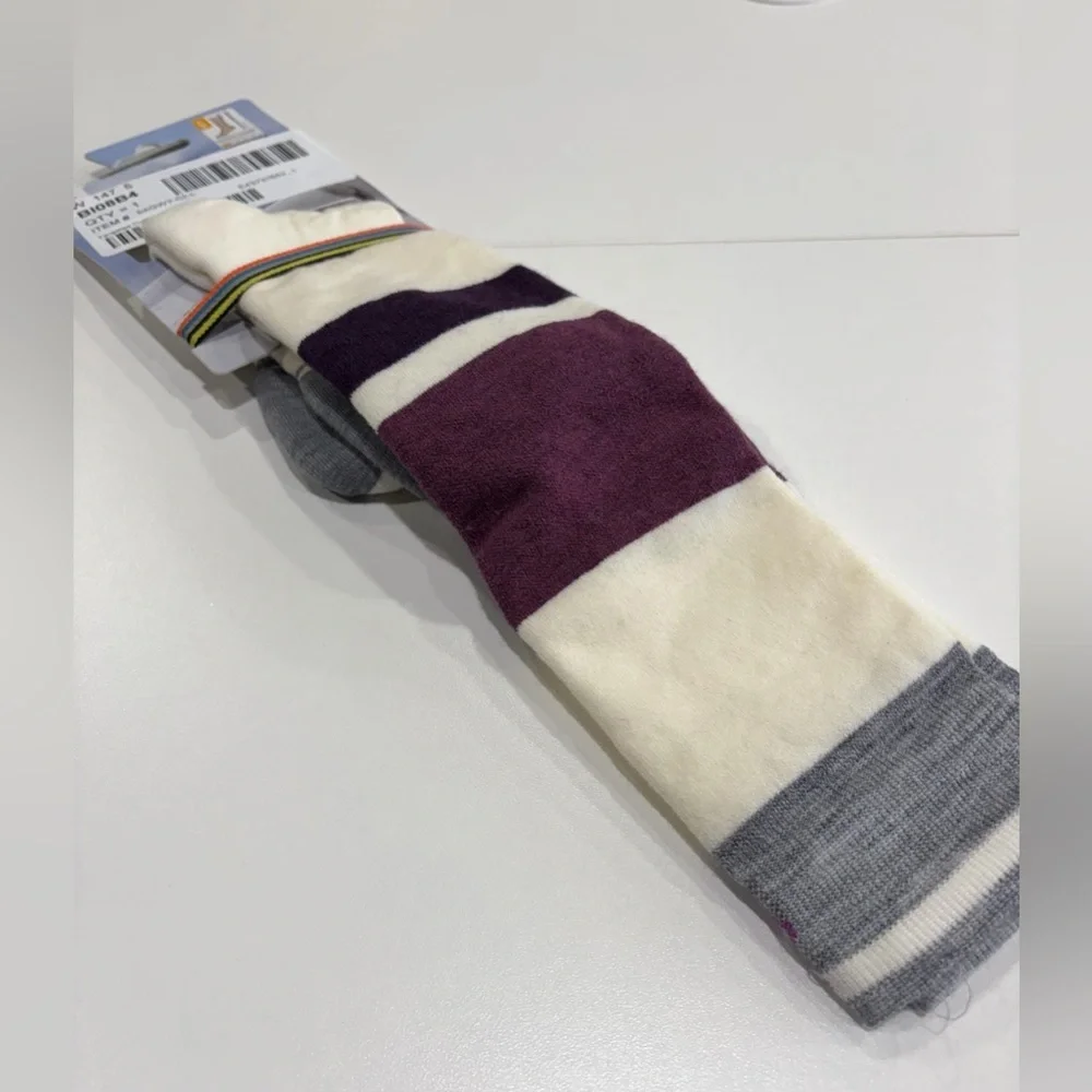 Smartwool Women's Large Snowboard OTC Socks Targeted Cushion White Purple NWT